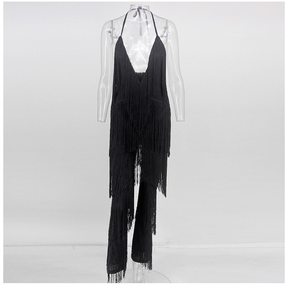 NEW! Black Fringe Jumpsuit - Picture 2 of 7